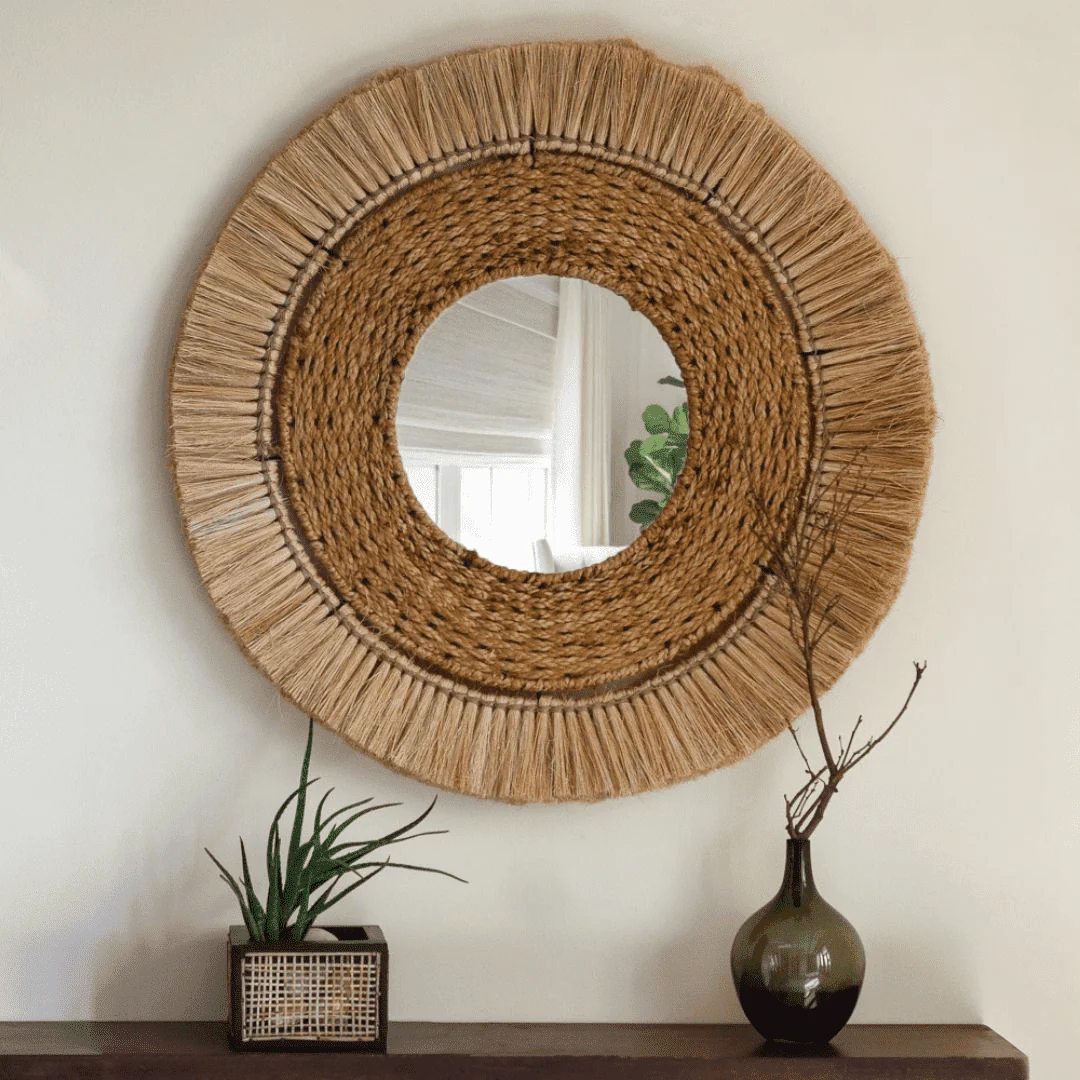 Handcrafted Jute Wall Mirror – Eco-Chic Decor for Stylish Spaces
